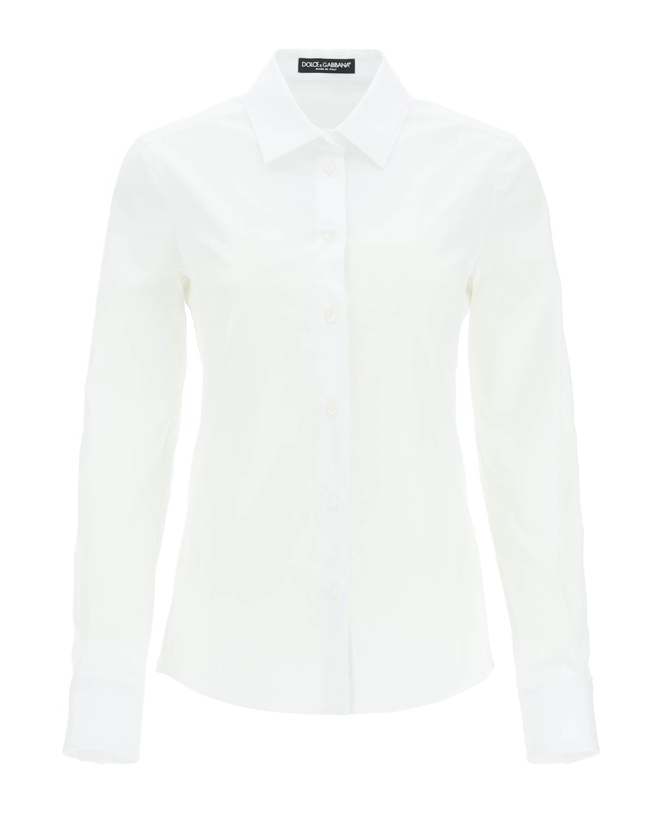 Dolce & Gabbana Slim-fit Stretch Poplin Shirt - BIANCO OTTICO (White)