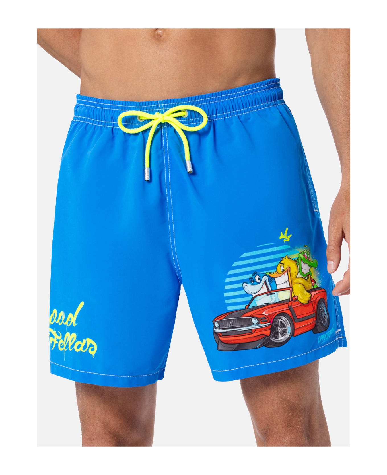 MC2 Saint Barth Man Mid-length Gustavia Swim-shorts With Cryptopuppets Placed Print| Cryptopuppets Special Edition - SKY