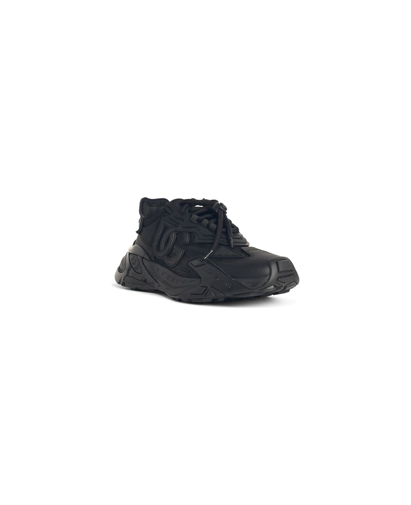 Dolce 
Gabbana 
daymaster
 Black Leather Blend Sneakers - Nero Nero