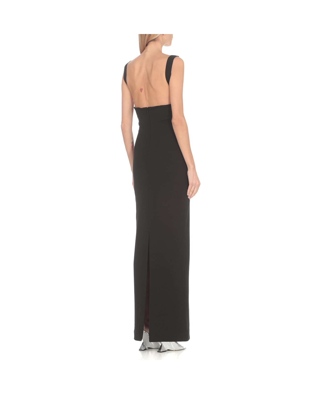 Solace London 'joni' Black Maxi Dress With Square Neck And Open Back Woman - Black ワンピース＆ドレス