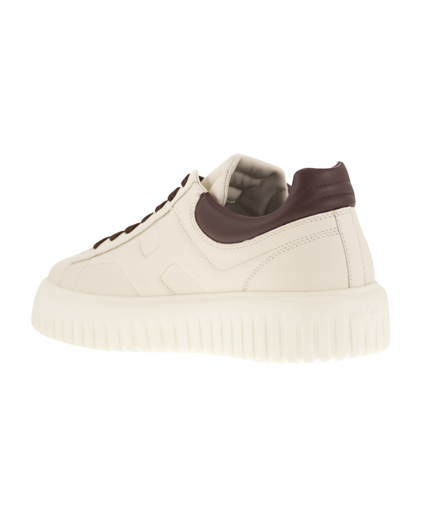 Hogan Sneakers H-stripes In Pelle - White/brown