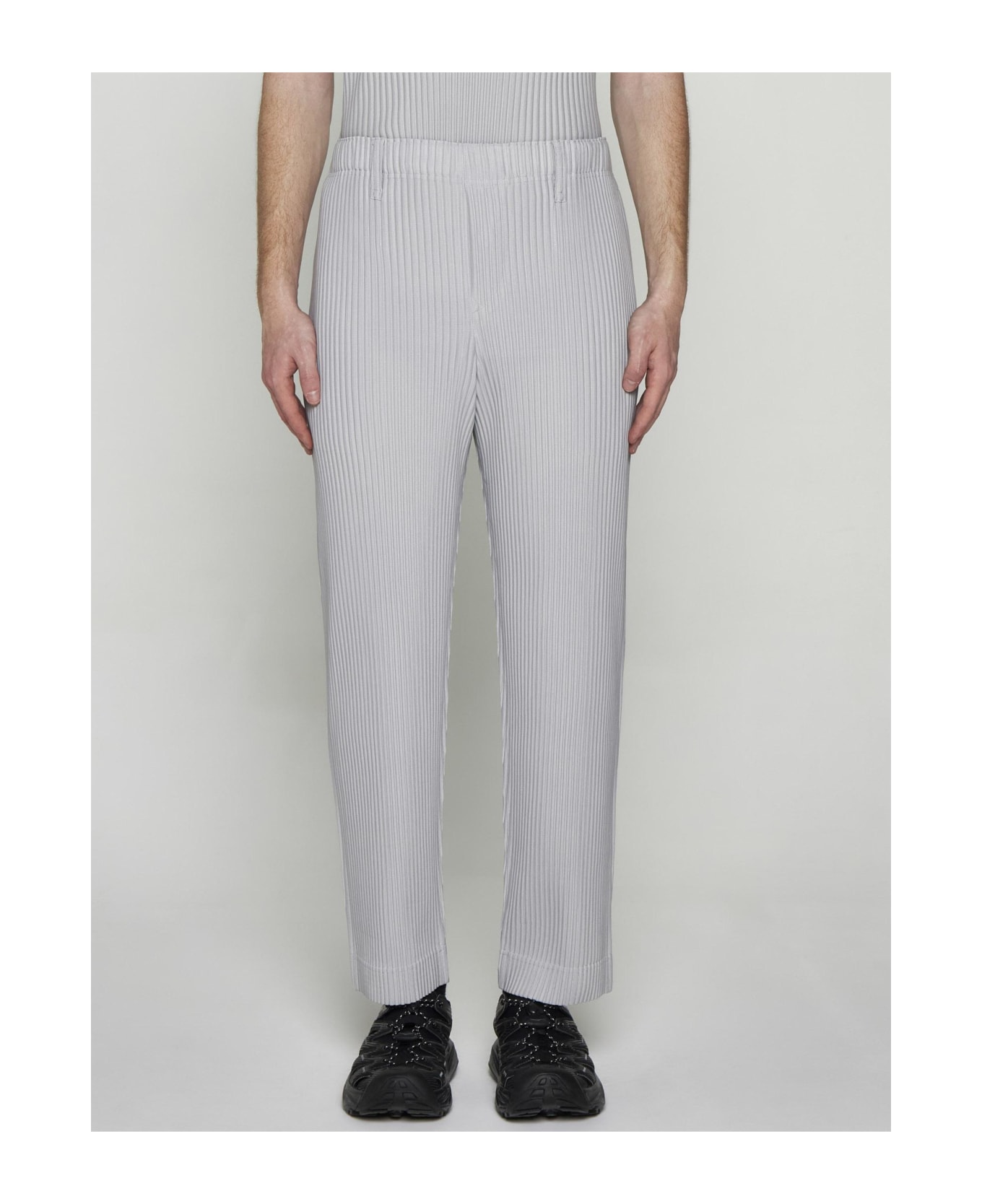 Homme Plissé Issey Miyake Pleated Fabric Trousers - Light Grey