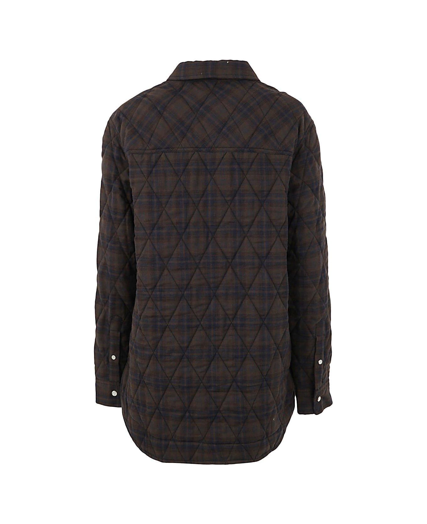 Marant Étoile Quilted Checked Button-up Shirt - Kaki