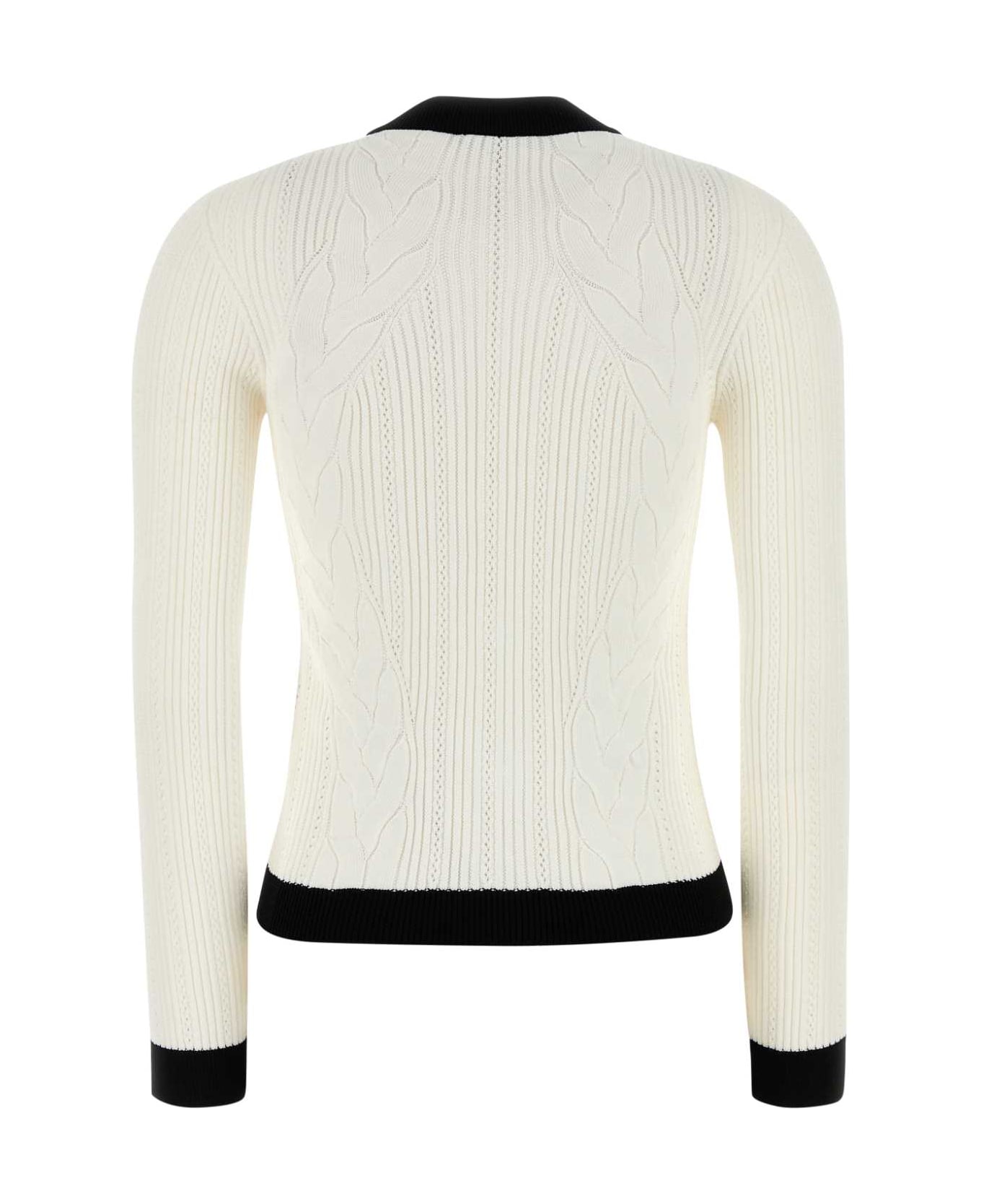 Balmain White Viscose Blend Cardigan - BLANCNOIR