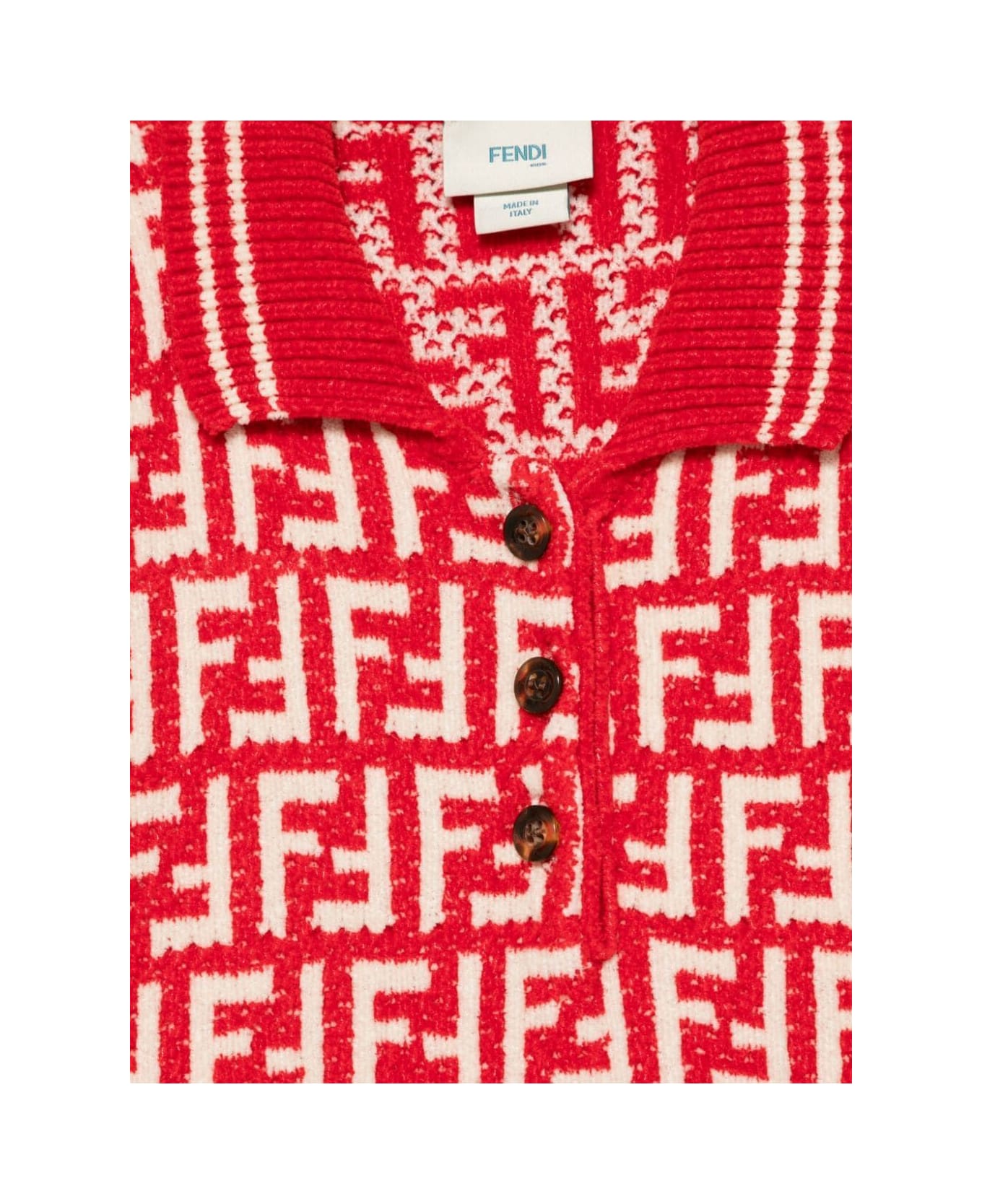 Fendi Polo Ff Chenille - Scarlet Sage Chalk