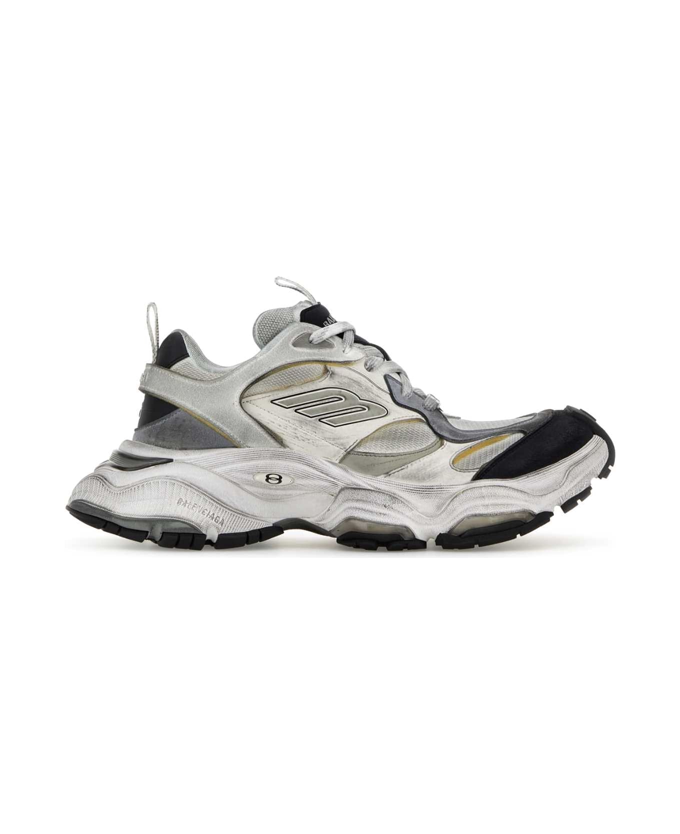 Balenciaga Multicolor Mesh And Suede Cargo Sneakers - WHITEGREY