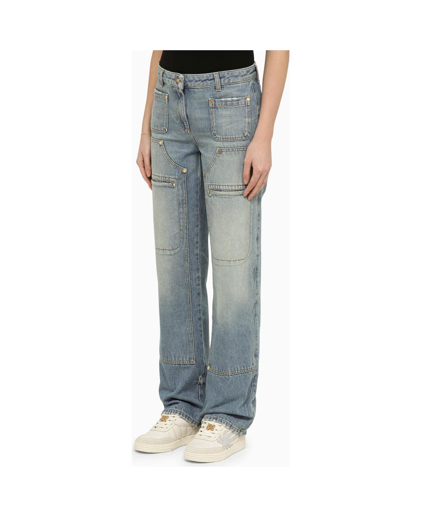 Palm Angels Multi-pocket Jeans In Denim