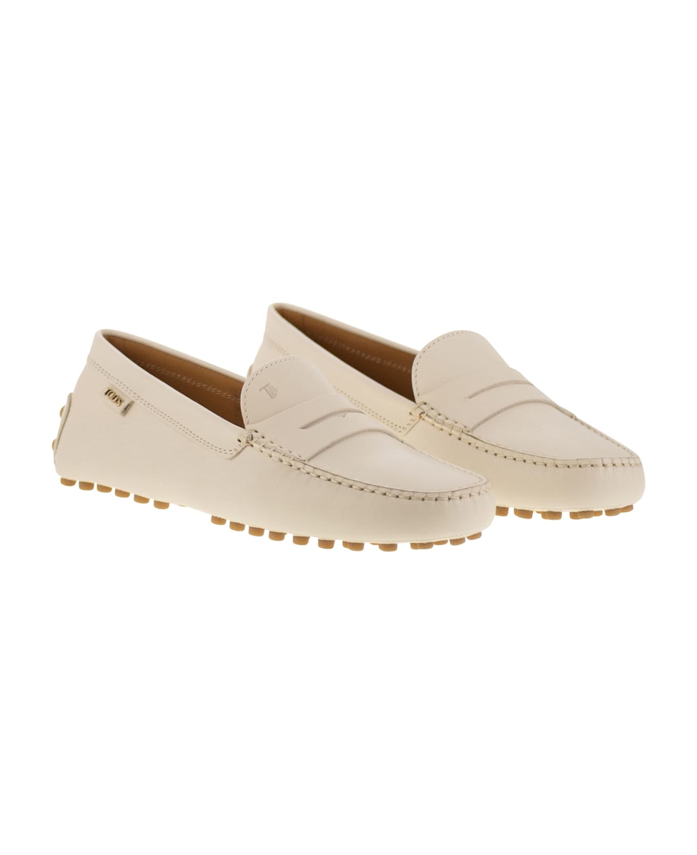 Tod
s Leather Moccasin Rubber Sole - IVORY