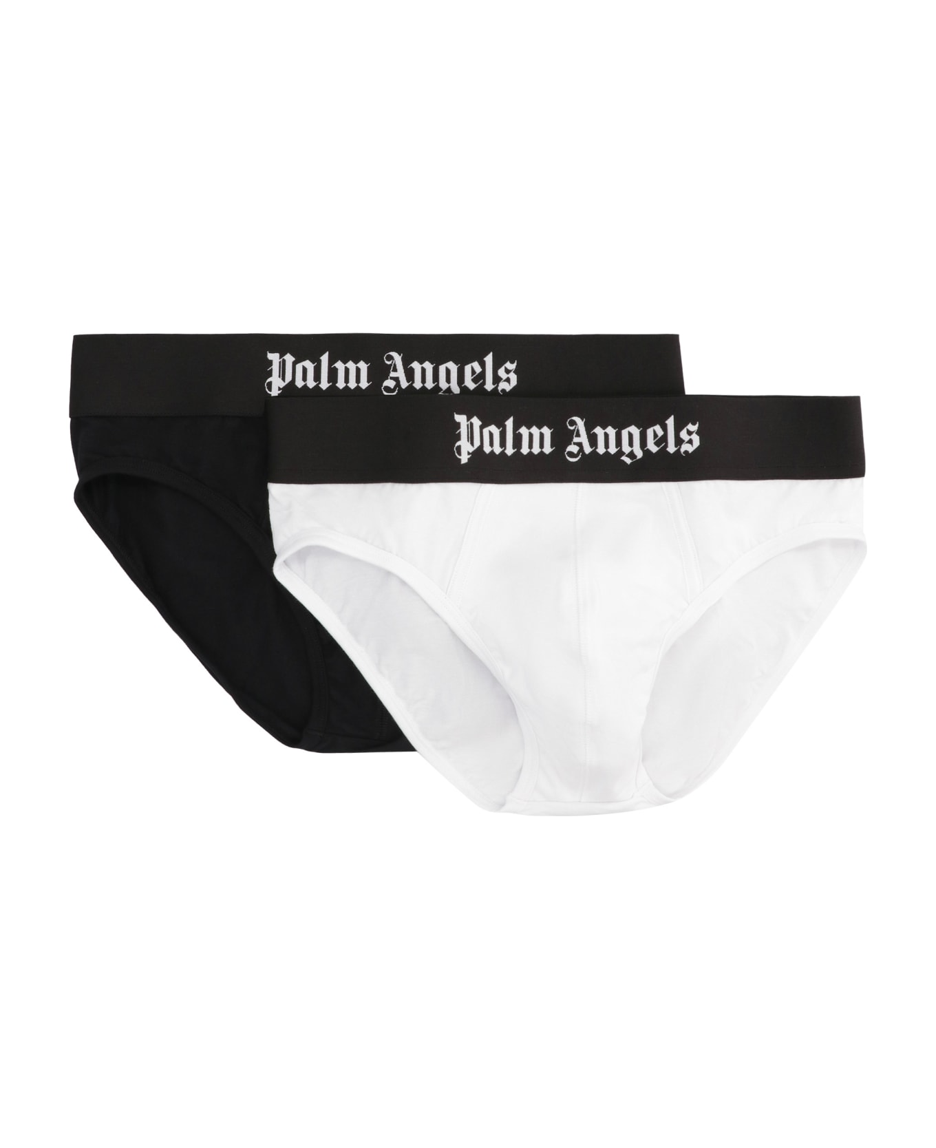 Palm Angels Set Of Two Cotton Briefs With Logoed Elastic Band - Multicolor