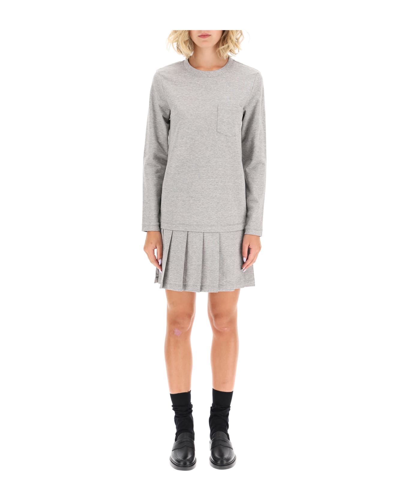 Thom Browne Pleated Mini Dress - LIGHT GREY (Grey)