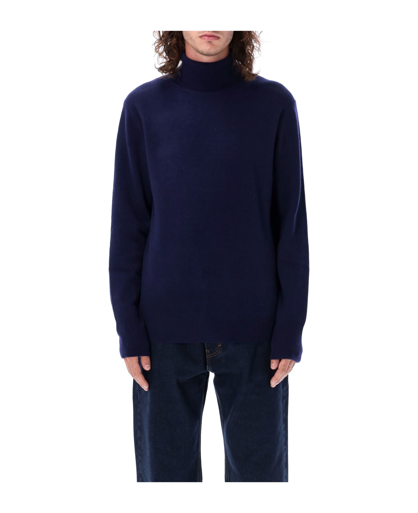 Aspesi High-neck Wool Sweater - NAVY