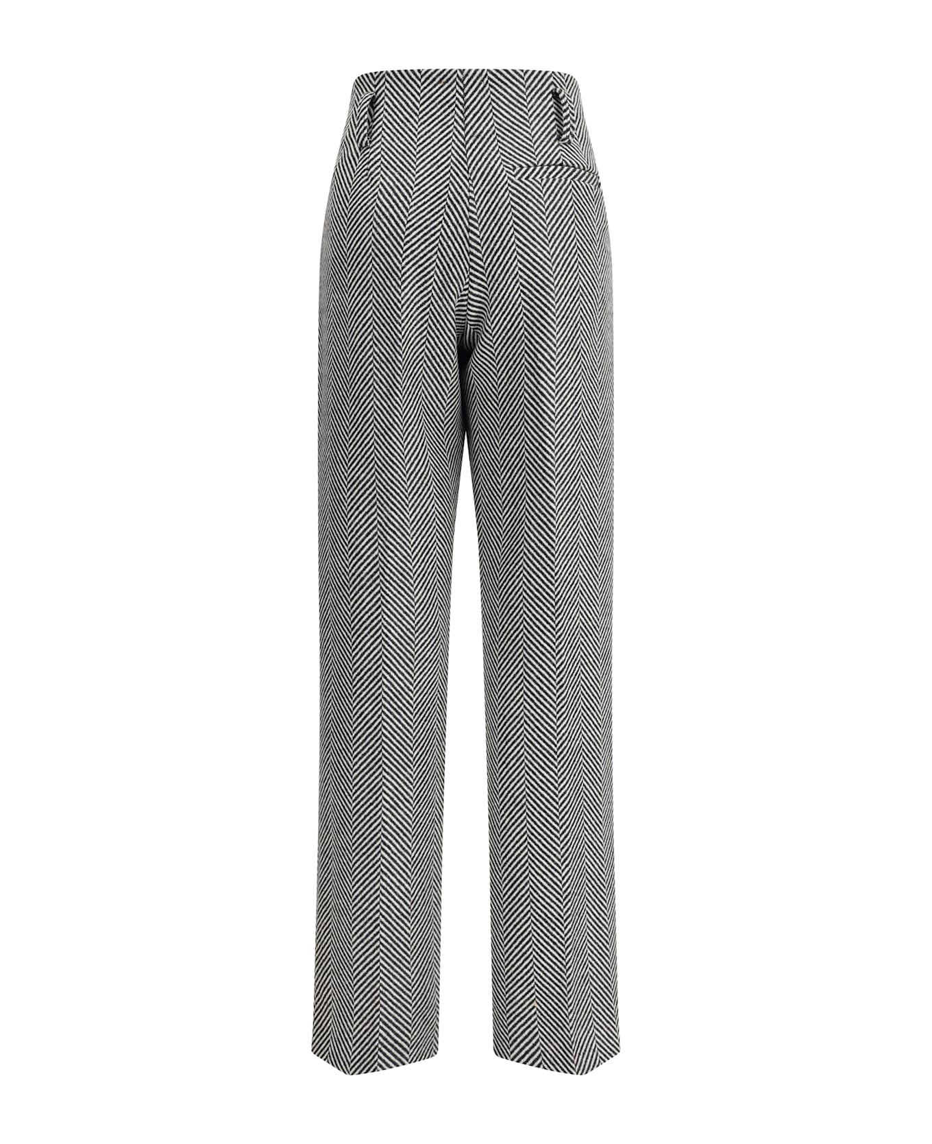 Forte_Forte High-waisted Wool Trousers With Chevron Pattern