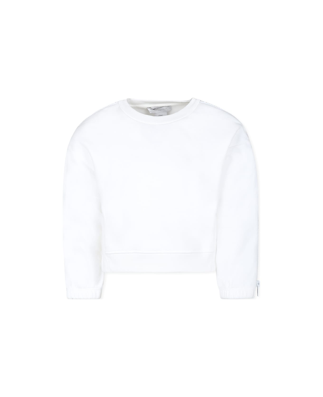 Stella McCartney Kids White Sweatshirt For Girl With Logo - White ニットウェア＆スウェットシャツ