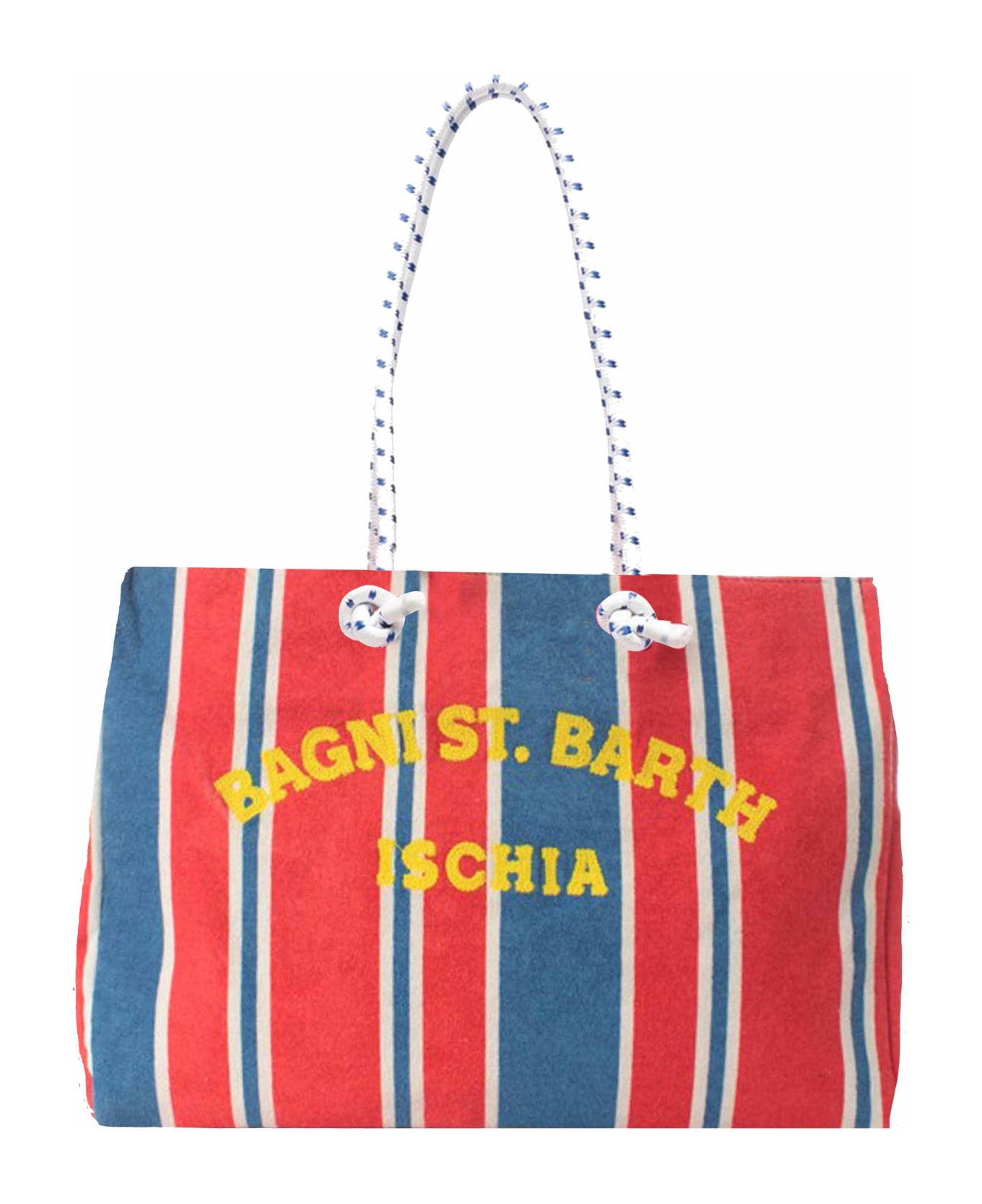 MC2 Saint Barth Sponge Striped Bag With Embroidery - BLUE