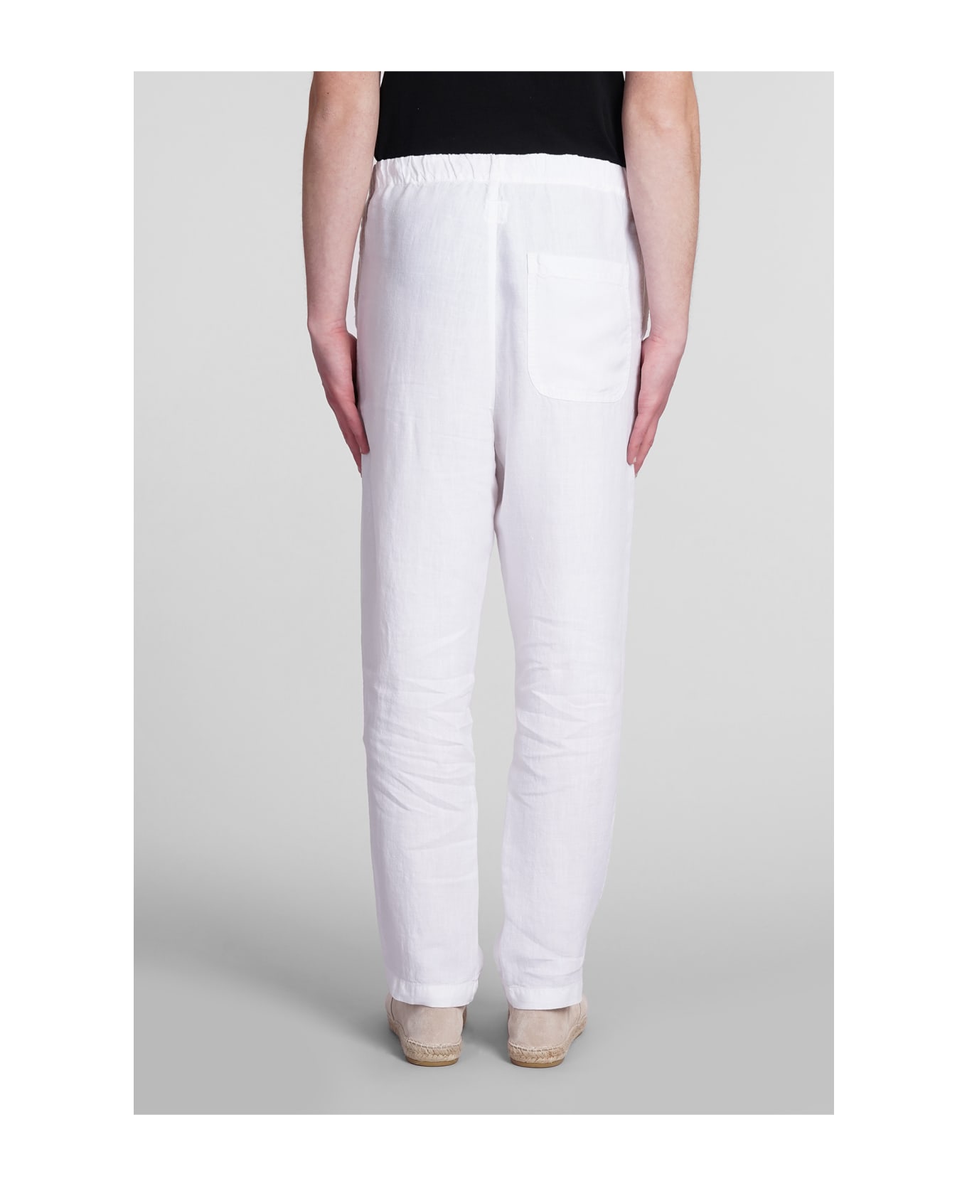 120% Lino Pants In White Linen - white ボトムス