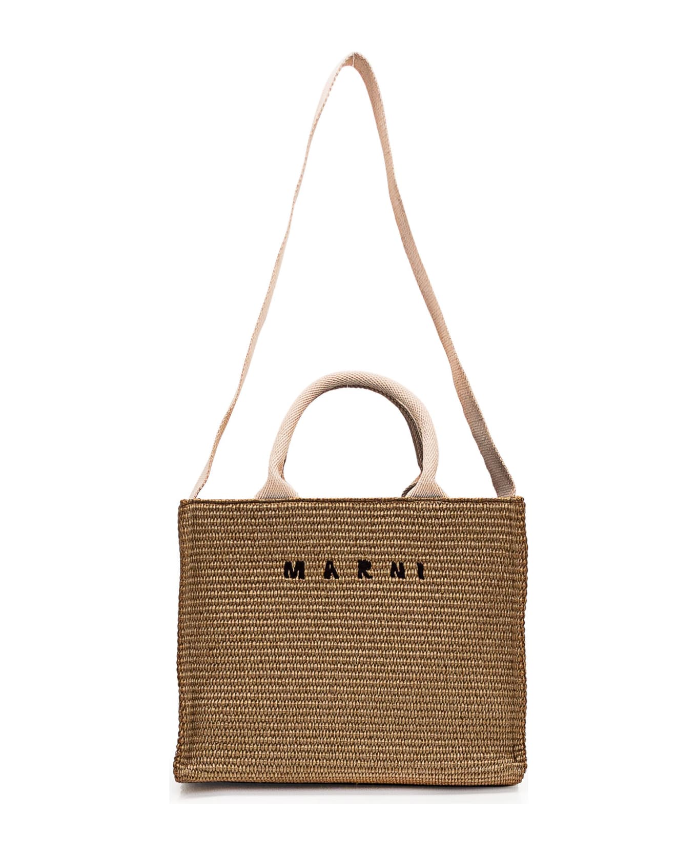 Marni Small Bag In Rafia - RAW SIENNA/NATURAL