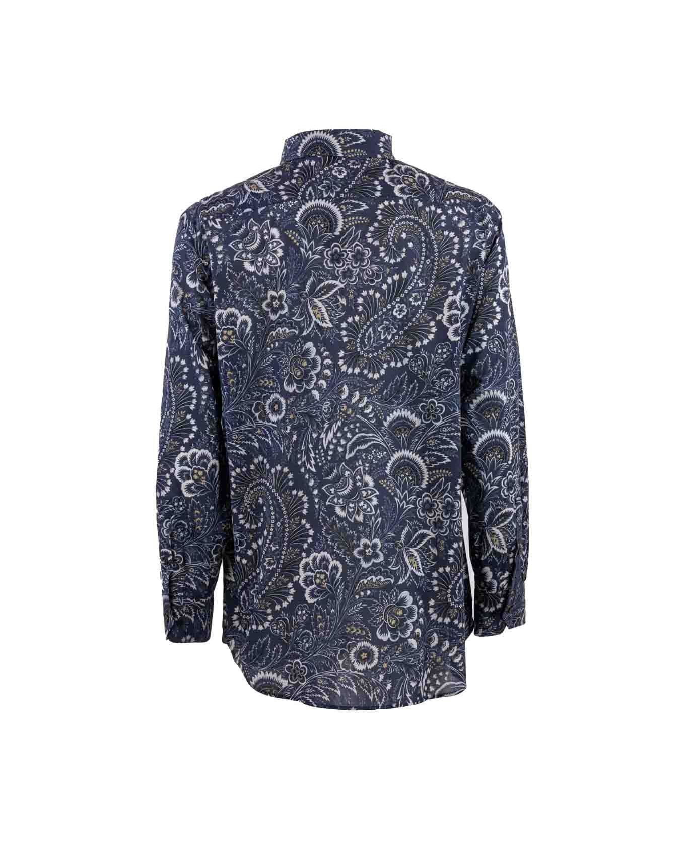 Etro Pattern-printed Button-up Shirt - Stampa f.do blu
