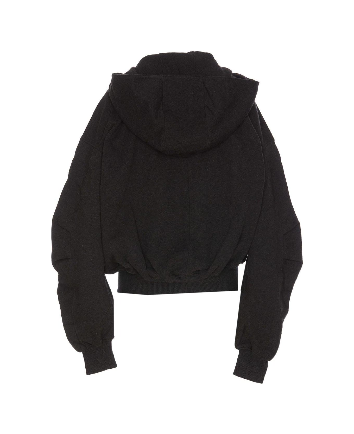 The Attico Logo Zip Puller Hooded Sweatshirt - Black fade/brown