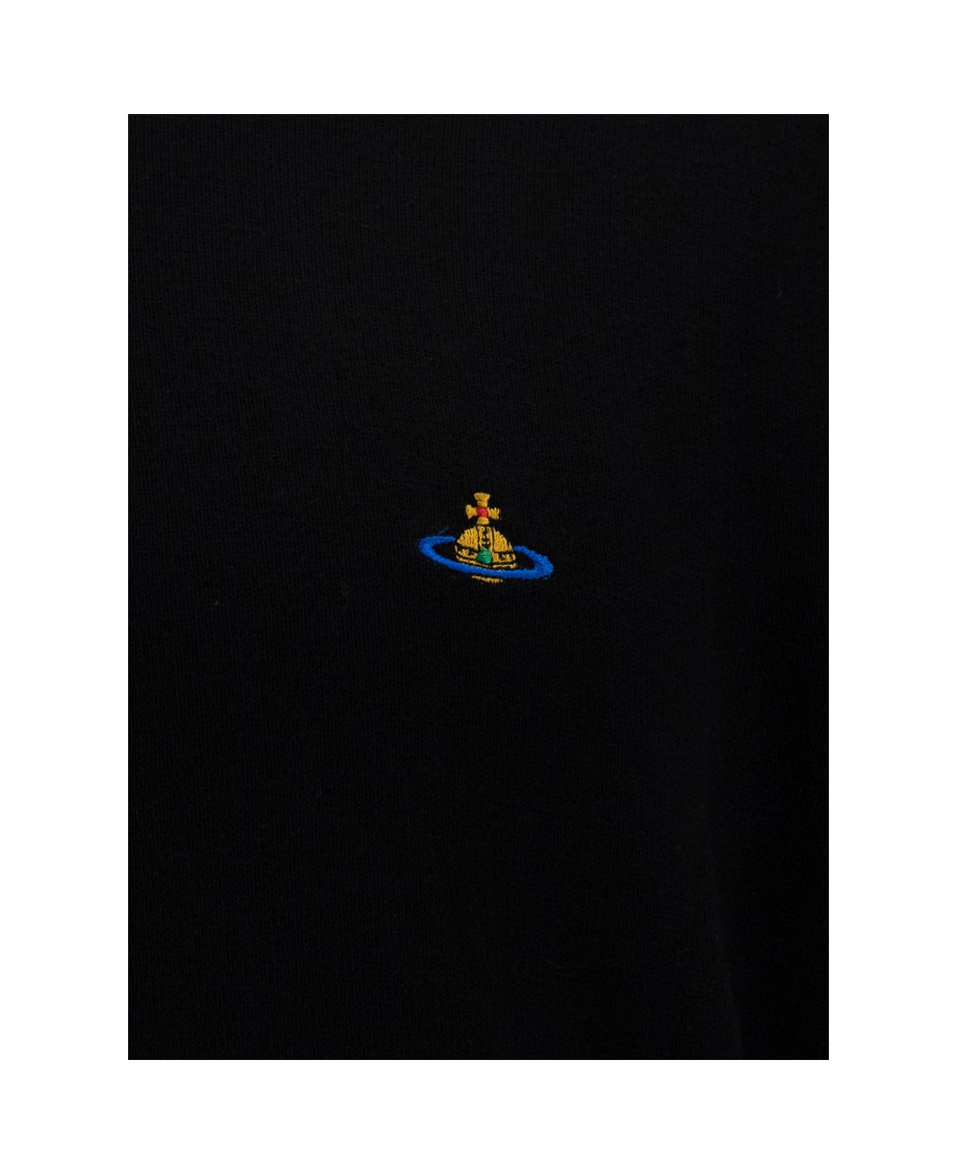 Vivienne Westwood Black Crewneck Sweater With Orb Embroidery In Cotton And Cashmere Man - Black ニットウェア
