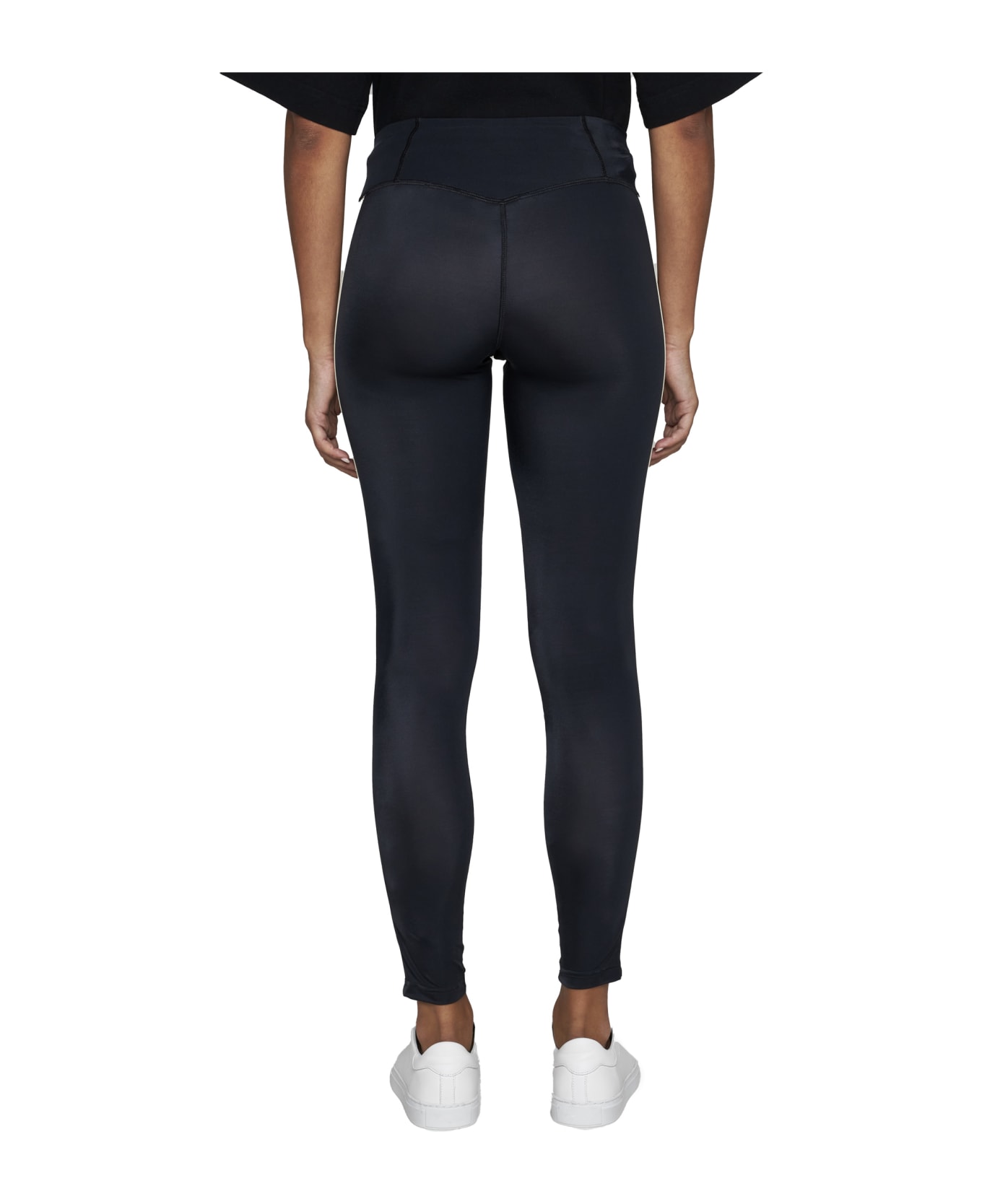 Palm Angels Leggings With Contrasting Side Bands - Black