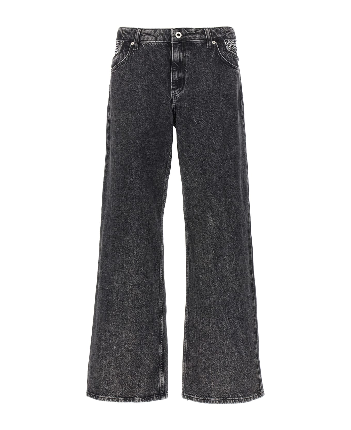 Karl Lagerfeld Rhinestone Detail Jeans - Black   デニム