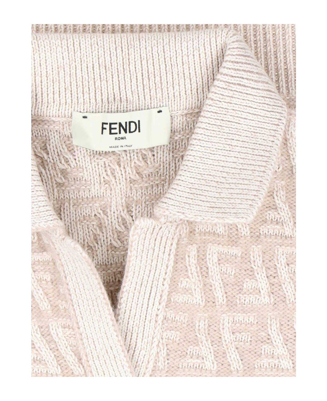 Fendi 'ff' Knit Polo Shirt - Beige