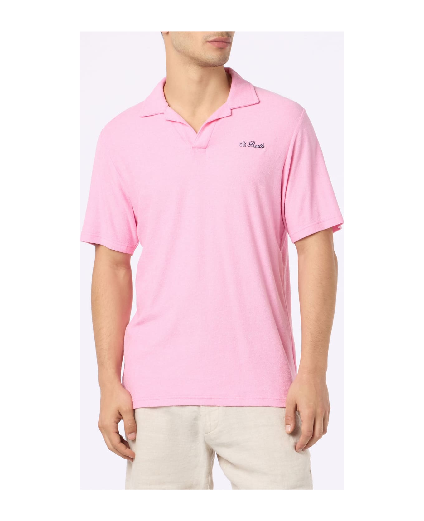 MC2 Saint Barth Man Pink Terry Polo Shirt Jeremy - PINK