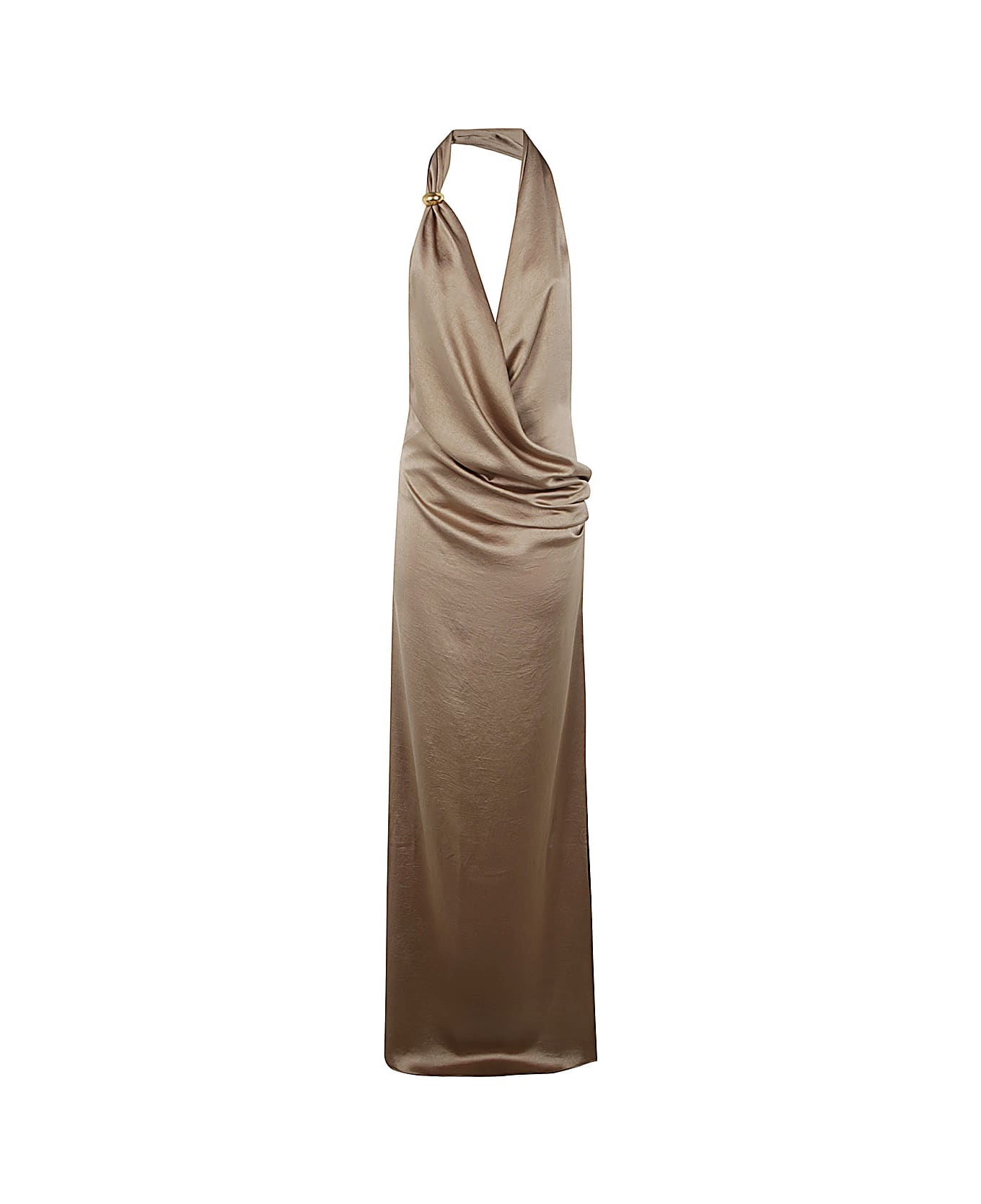 Blumarine 4a110a Dress In Satin - Sandy Grey
