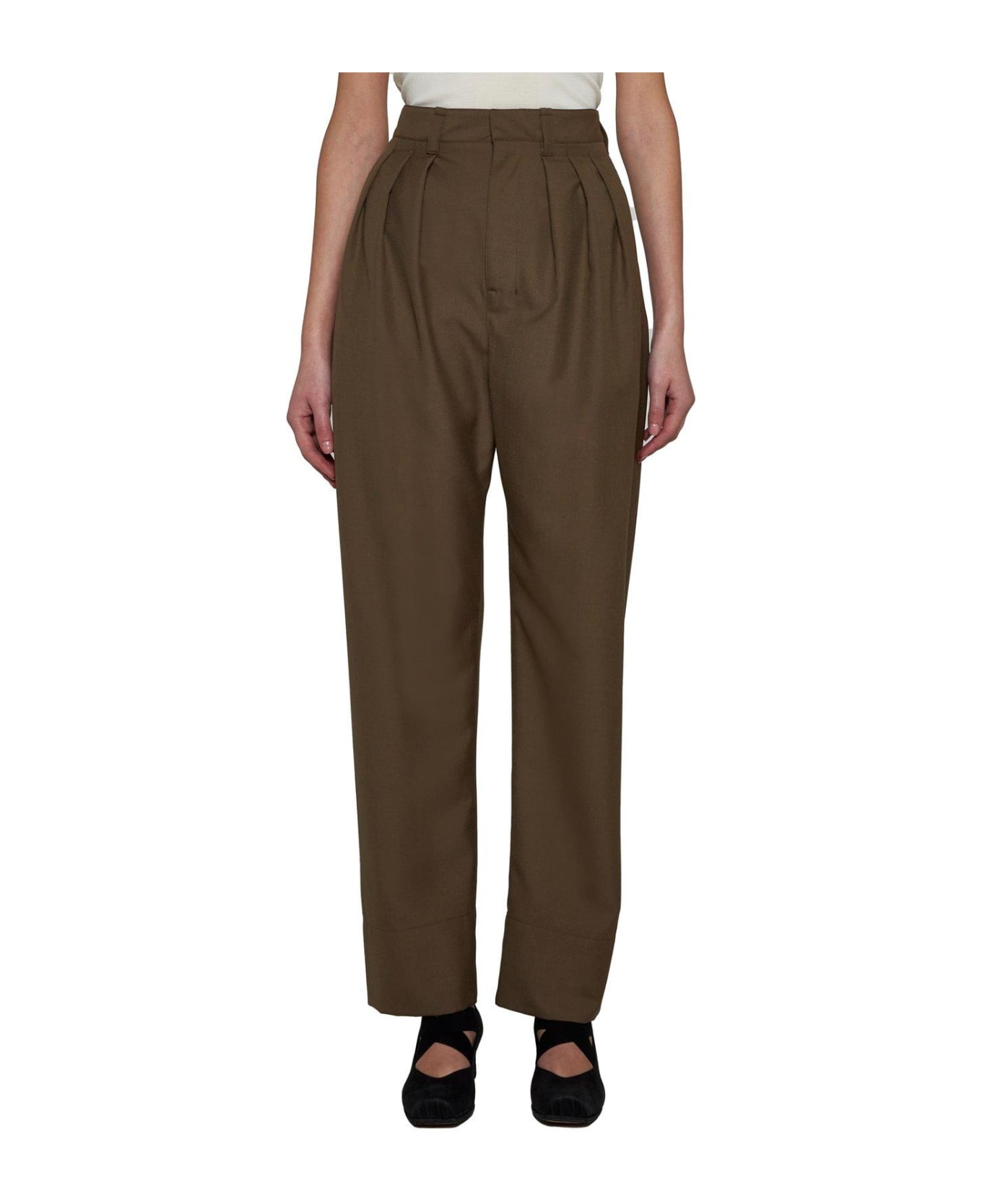 Lemaire Pleated Tailored Trousers - BROWN ボトムス