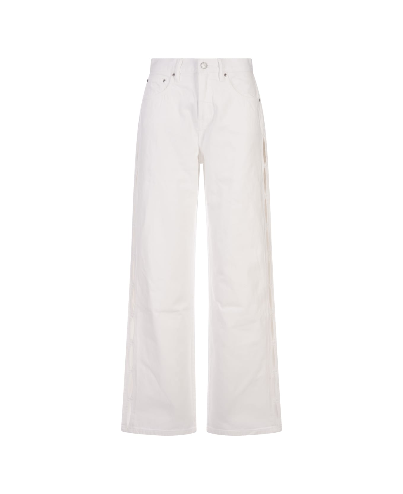 Purple Brand Wide Side Cut Out Jeans In White - White