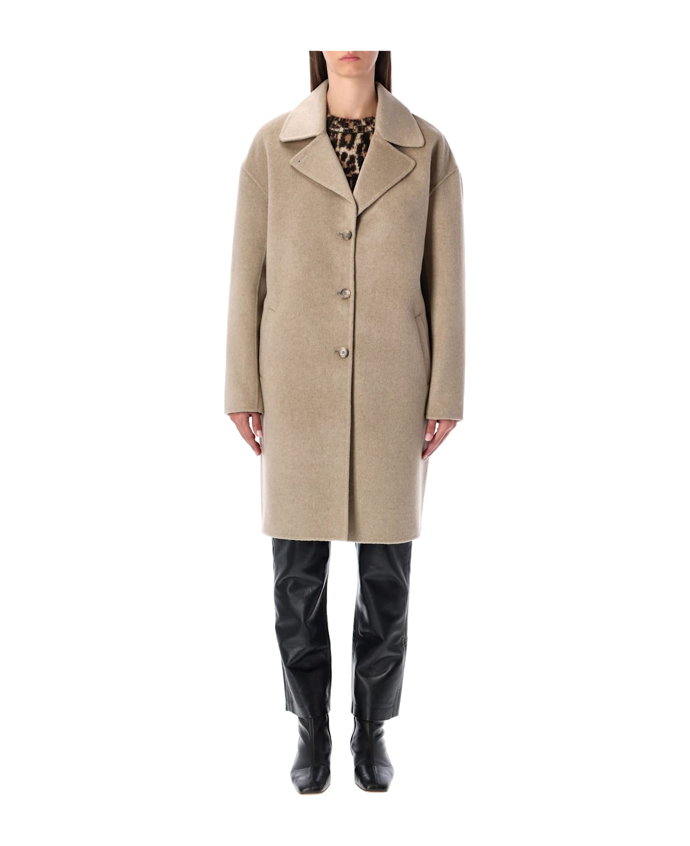 Anine Bing Portia Wool Cashmere Coat - OATMEAL
