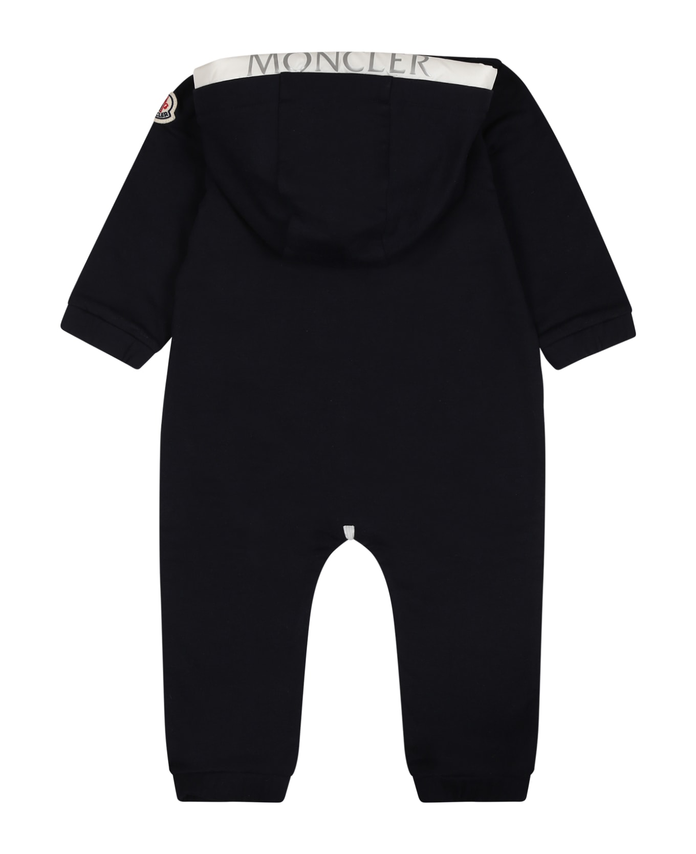 Moncler Blue Babygrow For Baby Boy With Logo - Blue ボディスーツ＆セットアップ