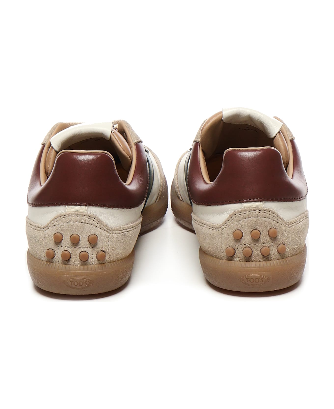 Tod's Sneakers Tabs In Suede - Cream, Brown, Green