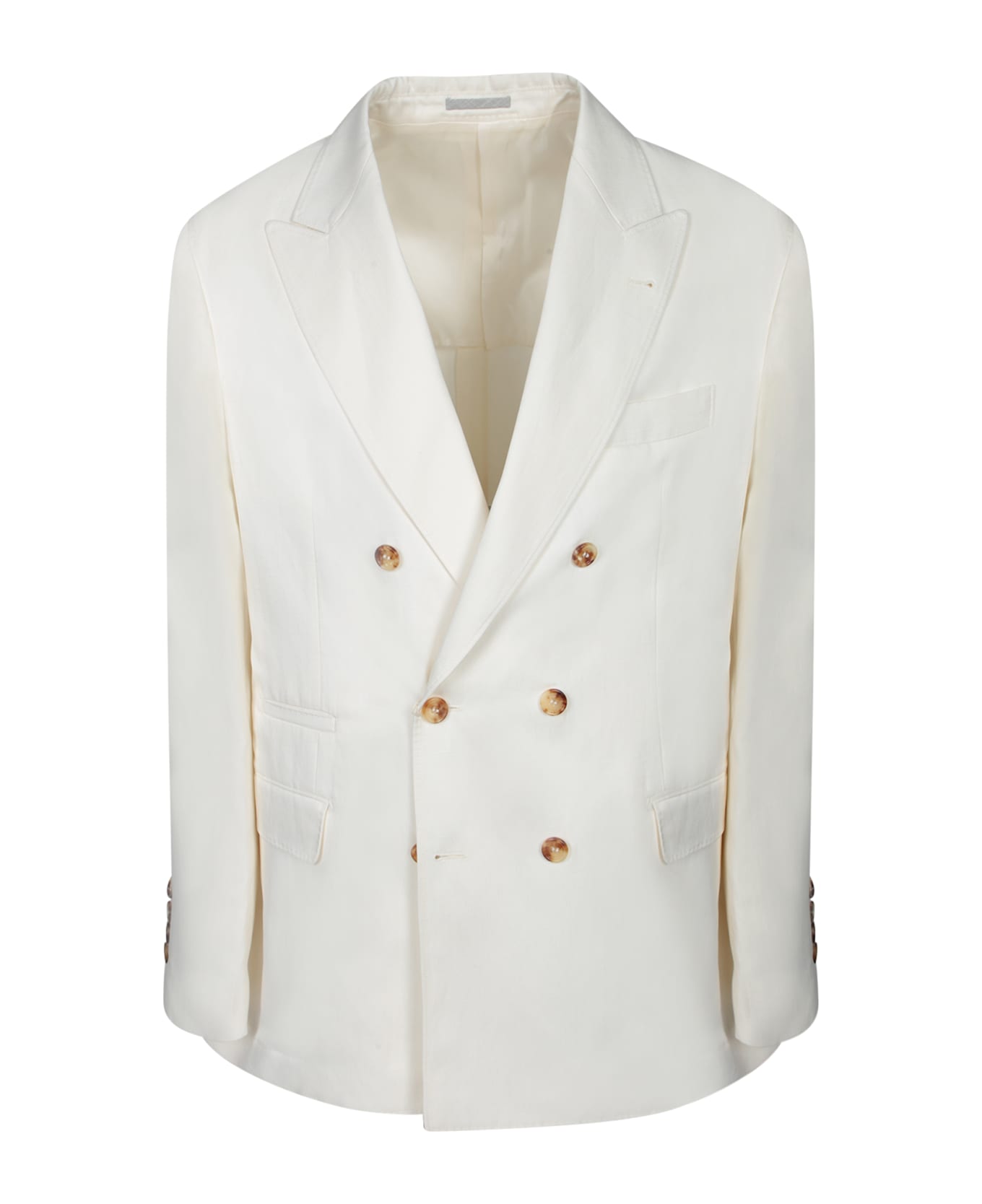Brunello Cucinelli Linen And Silk White Suit - White