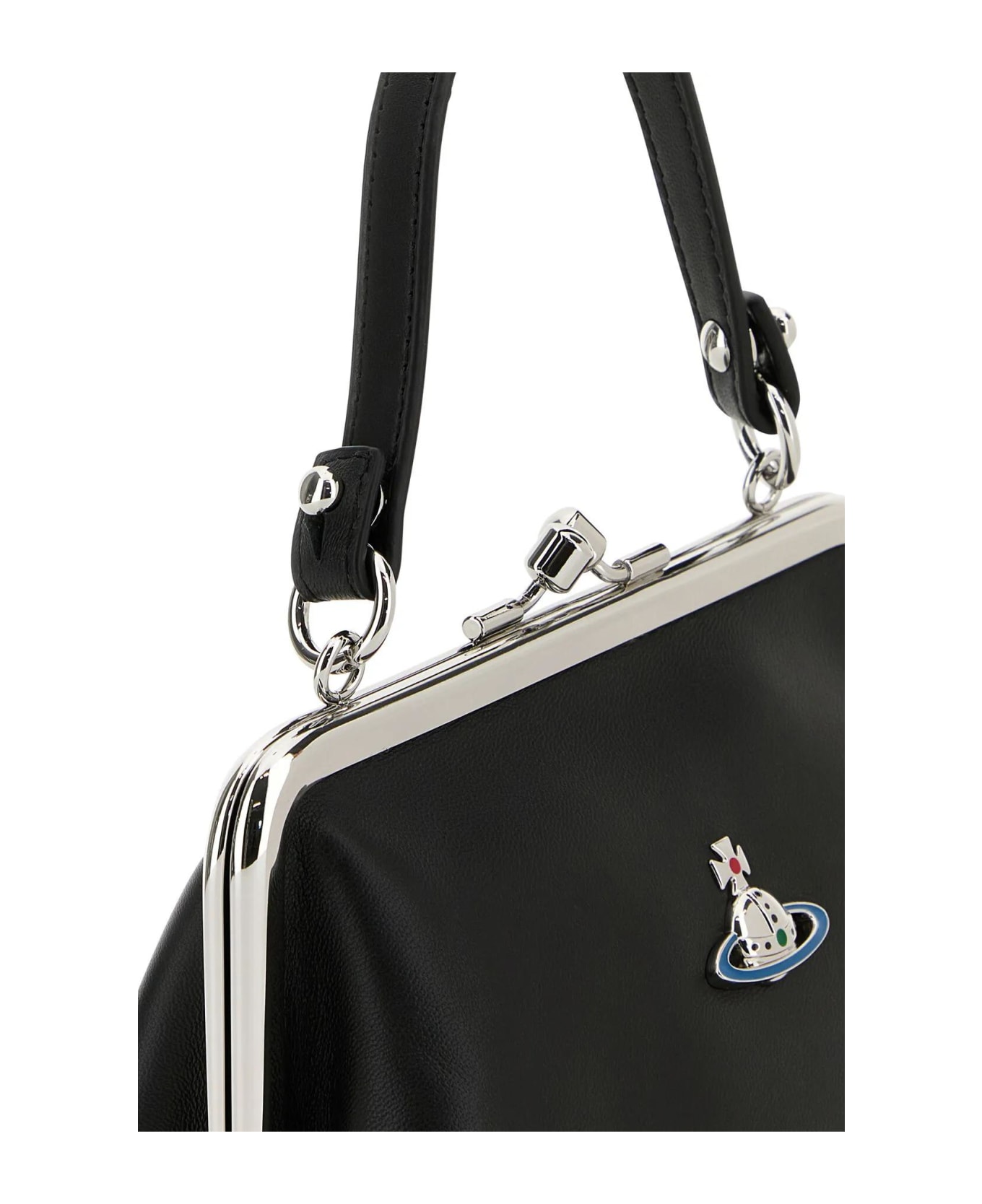 Vivienne Westwood Black Leather Granny Handbag - Nero