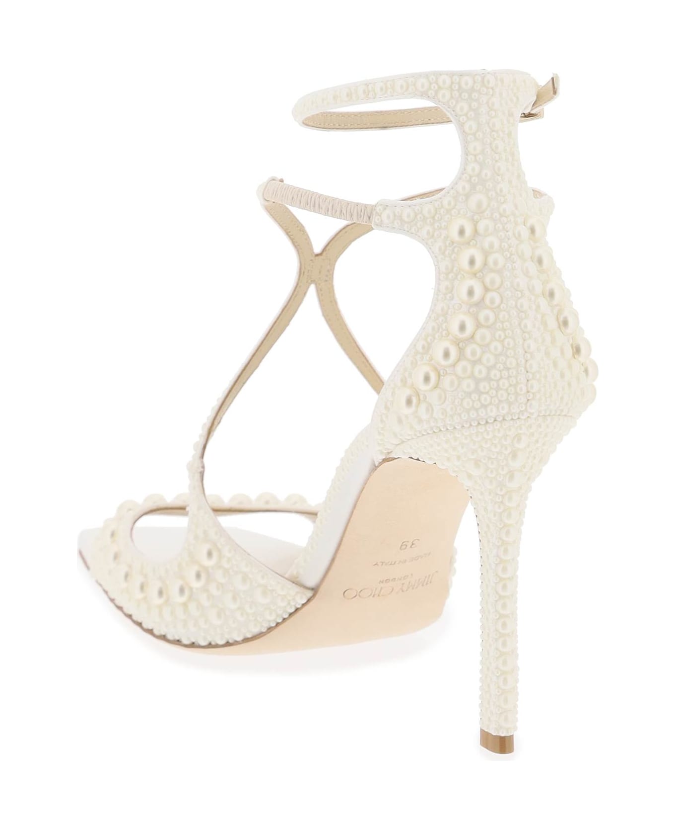 Jimmy Choo Azia 95 Sandals With Pearls - WHITE WHITE (Black)