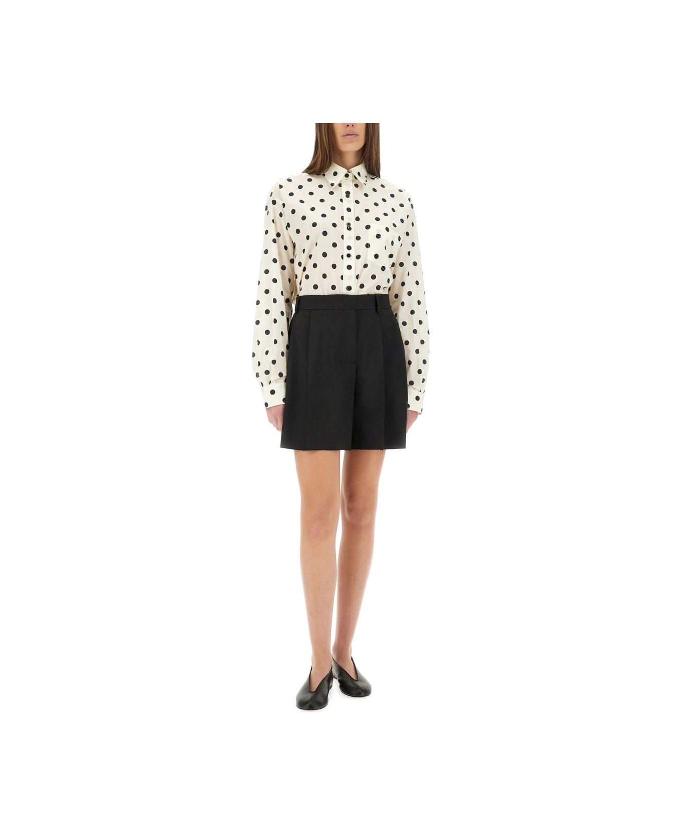 Moschino Asymmetrical Wool Shorts - BLACK