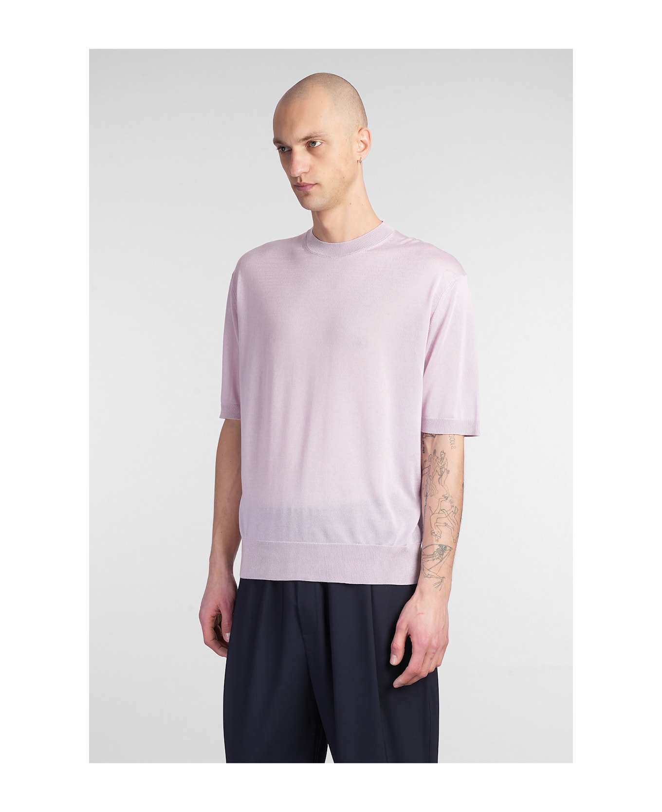 Laneus T-shirt In Lilla Wool And Polyester - Lilla
