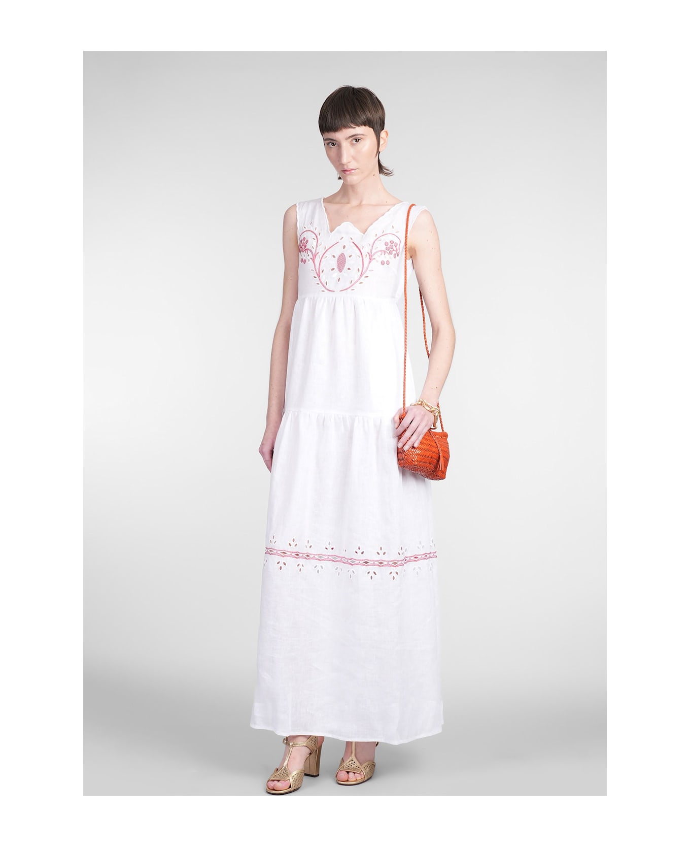 Holy Caftan Antonia Long Dress In White Linen - white