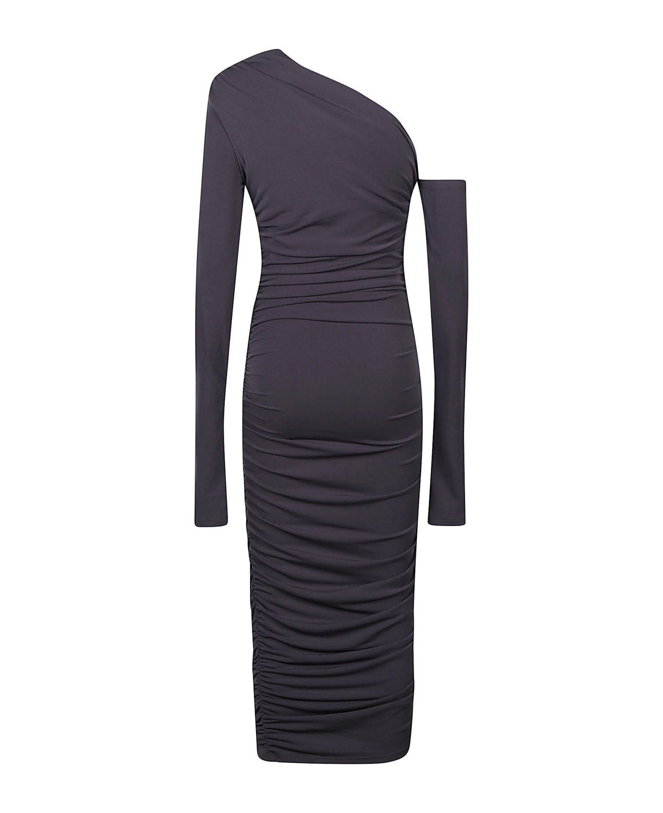 The Andamane Olimpia Midi One Shoulder Draped Midi Dress - Graphite