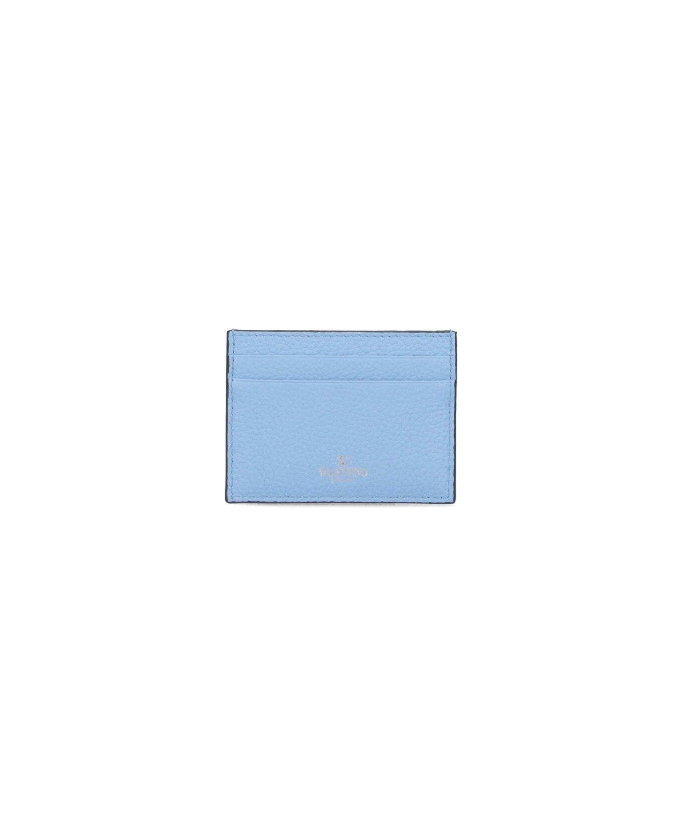 Valentino Garavani Garavani Rockstud Logo Printed Cardholder - Blue