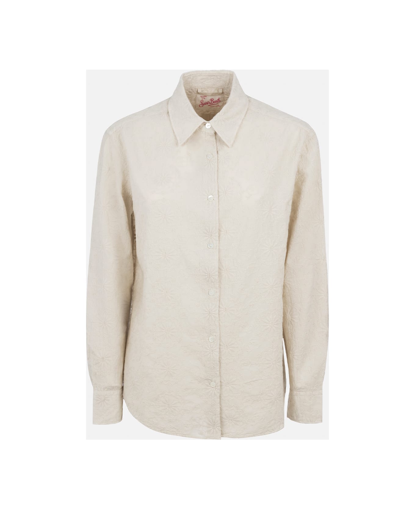 MC2 Saint Barth Woman Classic Sangallo Cotton Shirt Meredith - WHITE
