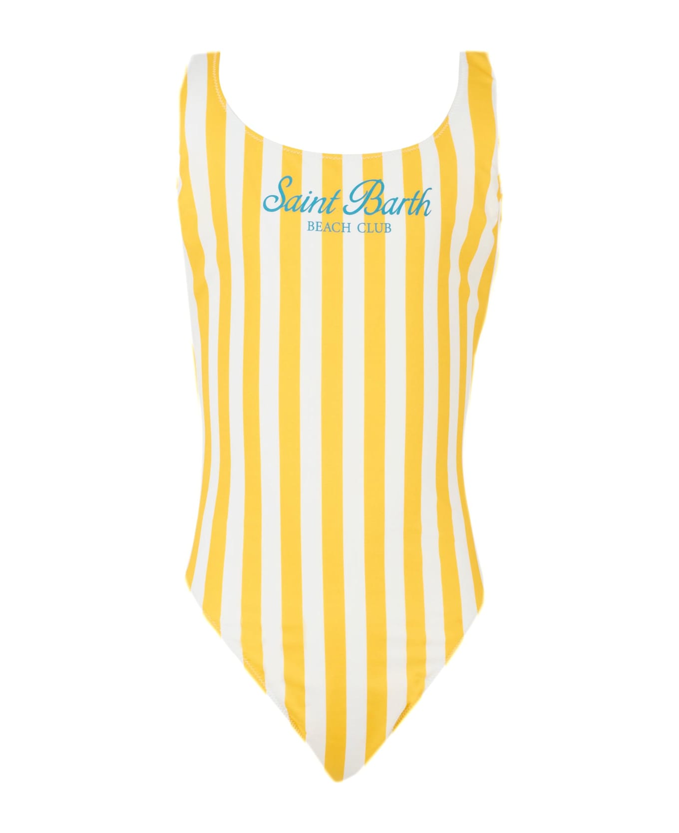 MC2 Saint Barth Yellow One-piece Swimsuit For Girl With Logo - Multicolor