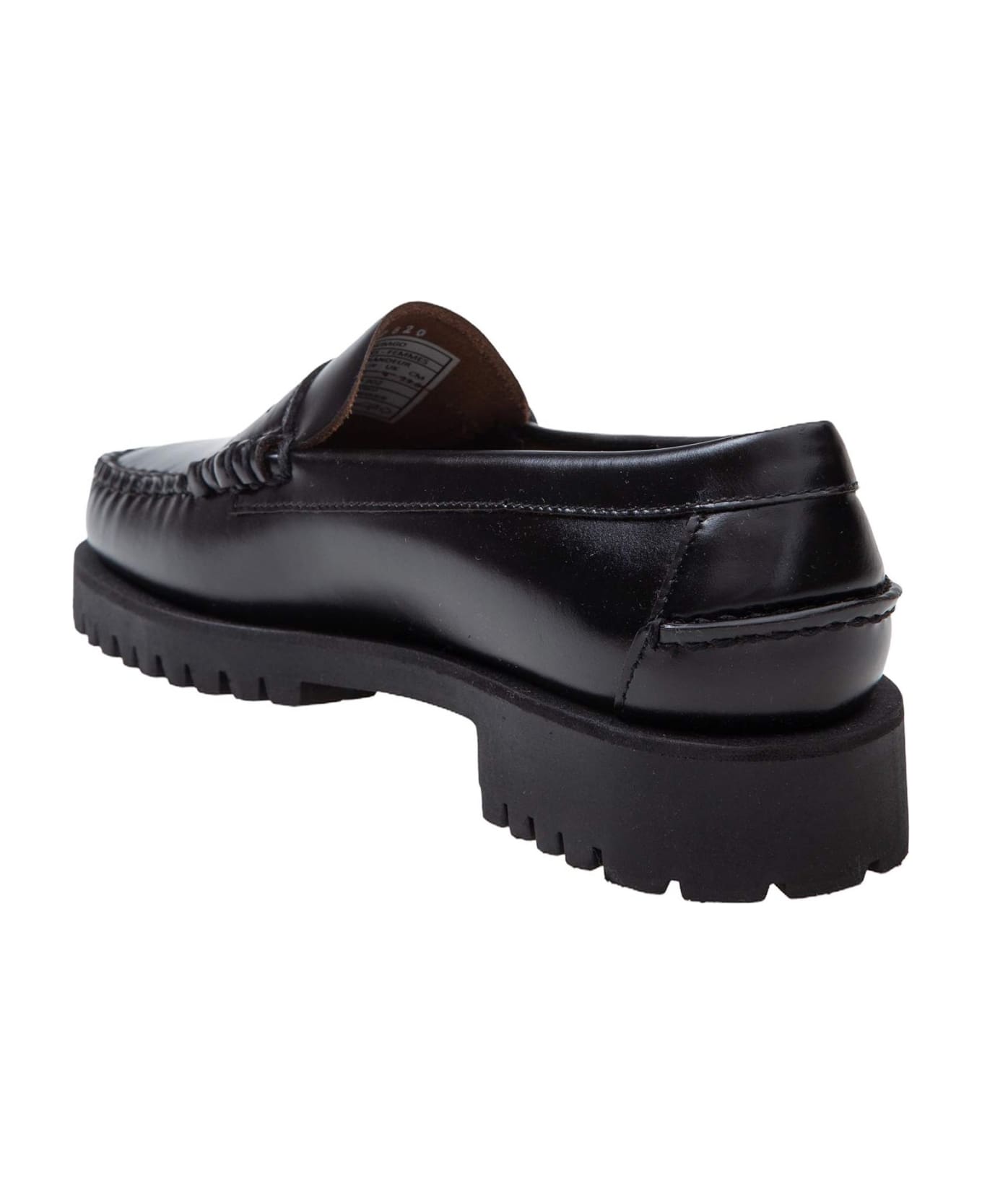 Sebago Dan Lug Loafers In Black Leather - Black