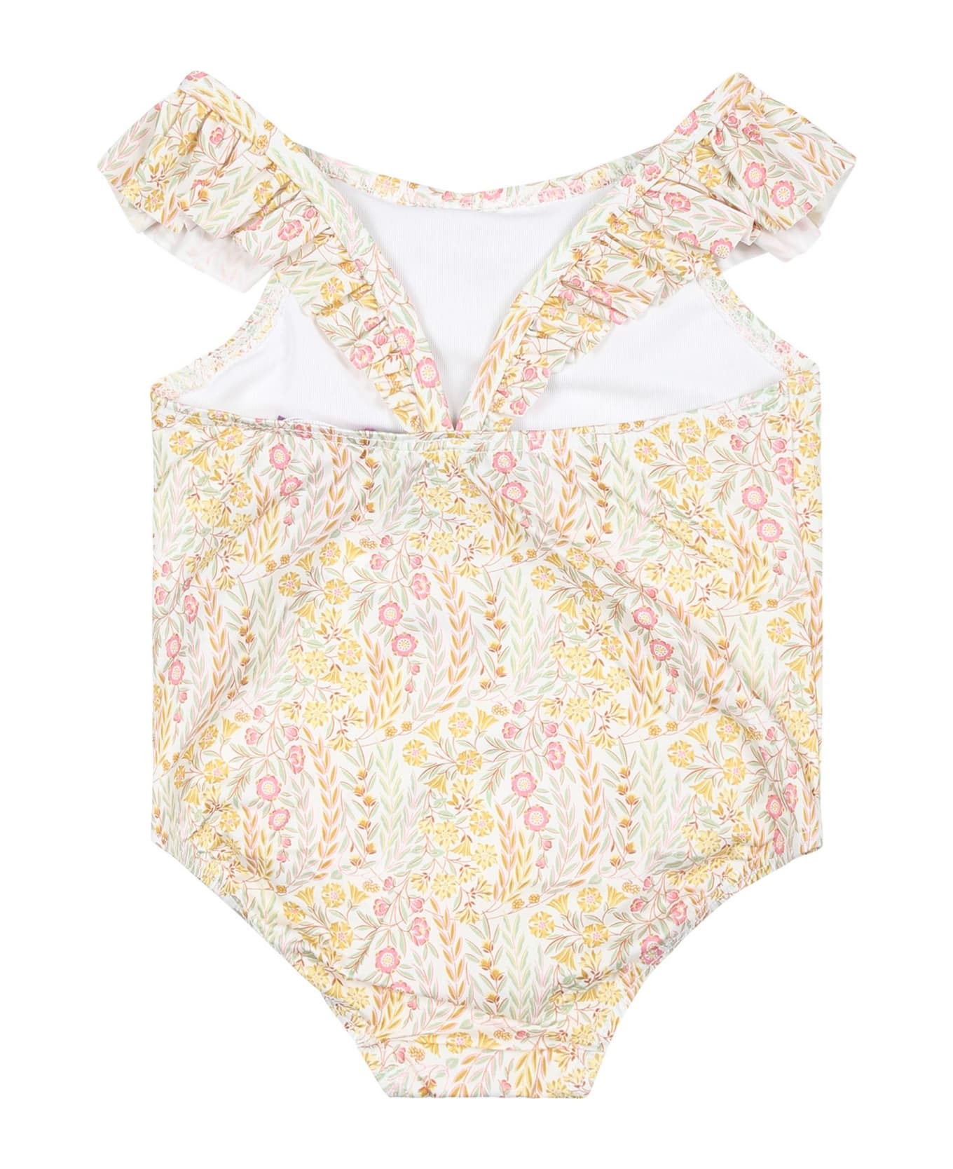 Tartine et Chocolat Ivory One-piece Swimsuit For Baby Girl With Liberty Fabric - Ivory