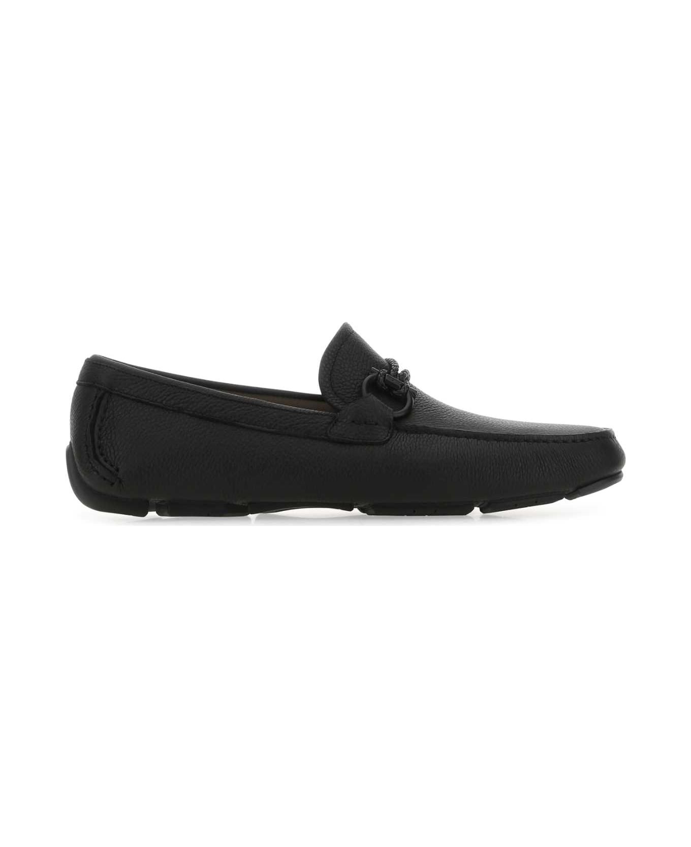 Ferragamo Black Leather Loafers - NERO