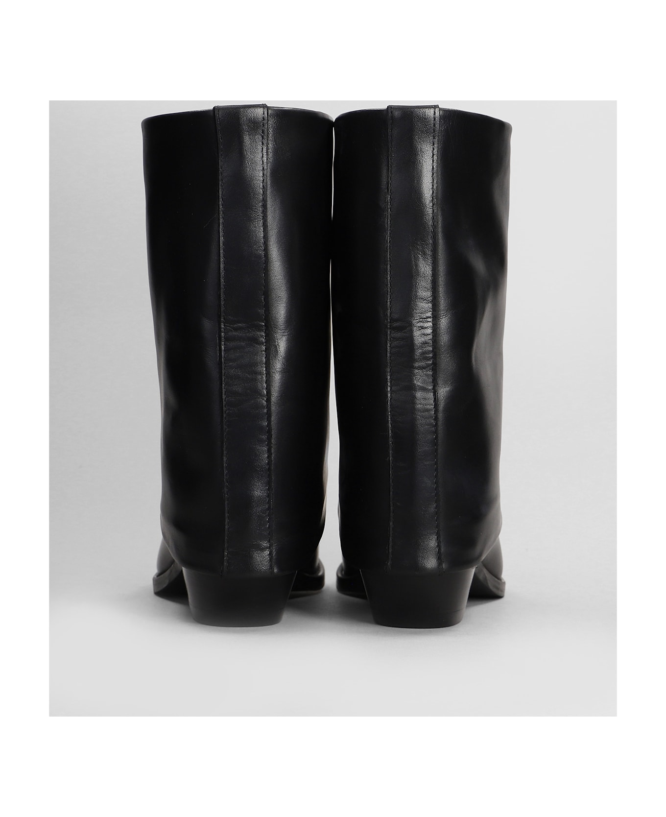 Julie Dee Texan Ankle Boots In Black Leather - black