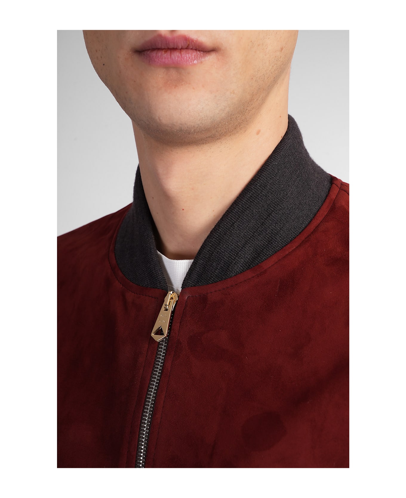 Paul Smith Bomber In Red Suede - red
