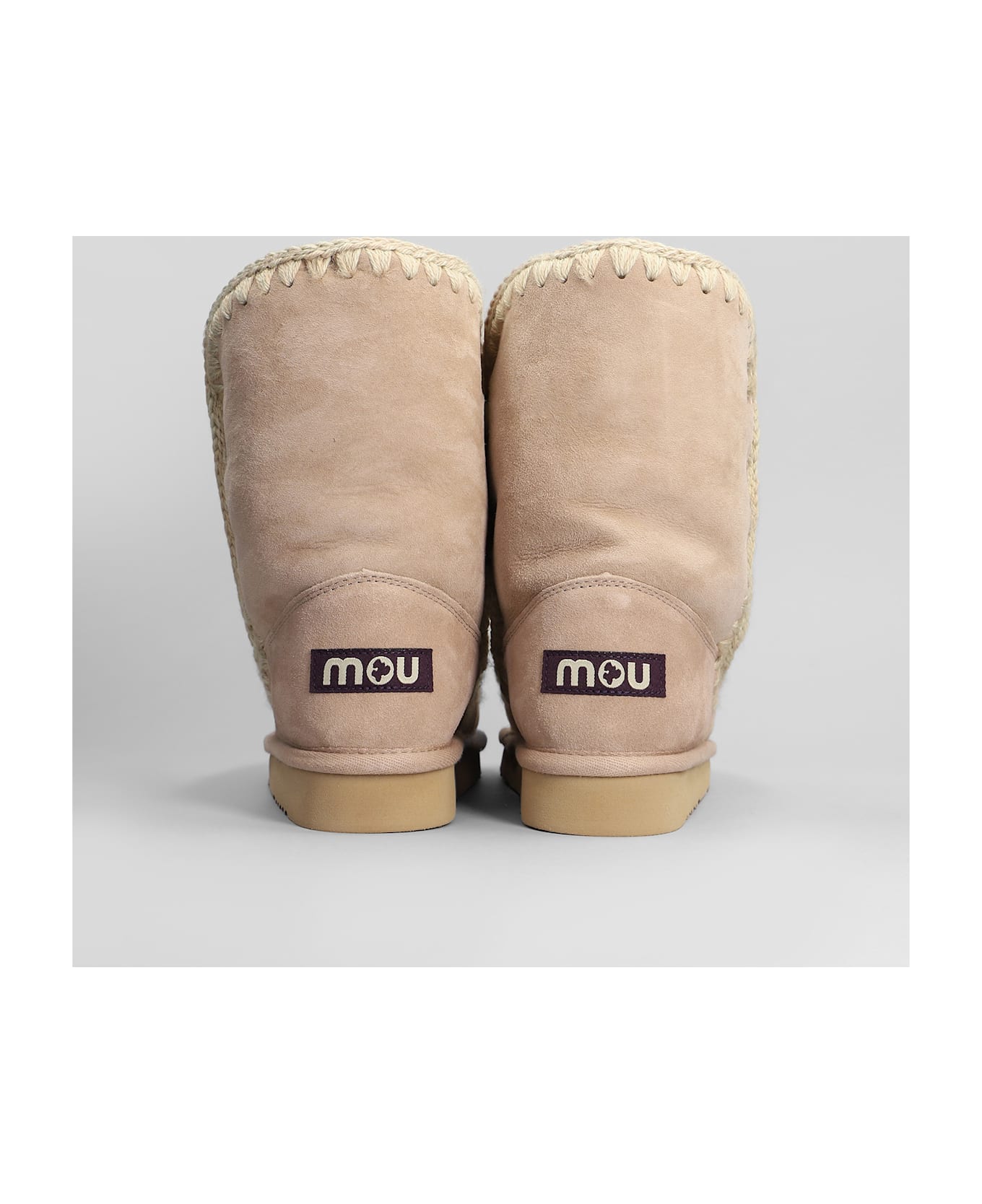 Mou Eskimo 24 Low Heels Ankle Boots In Camel Suede - Camel