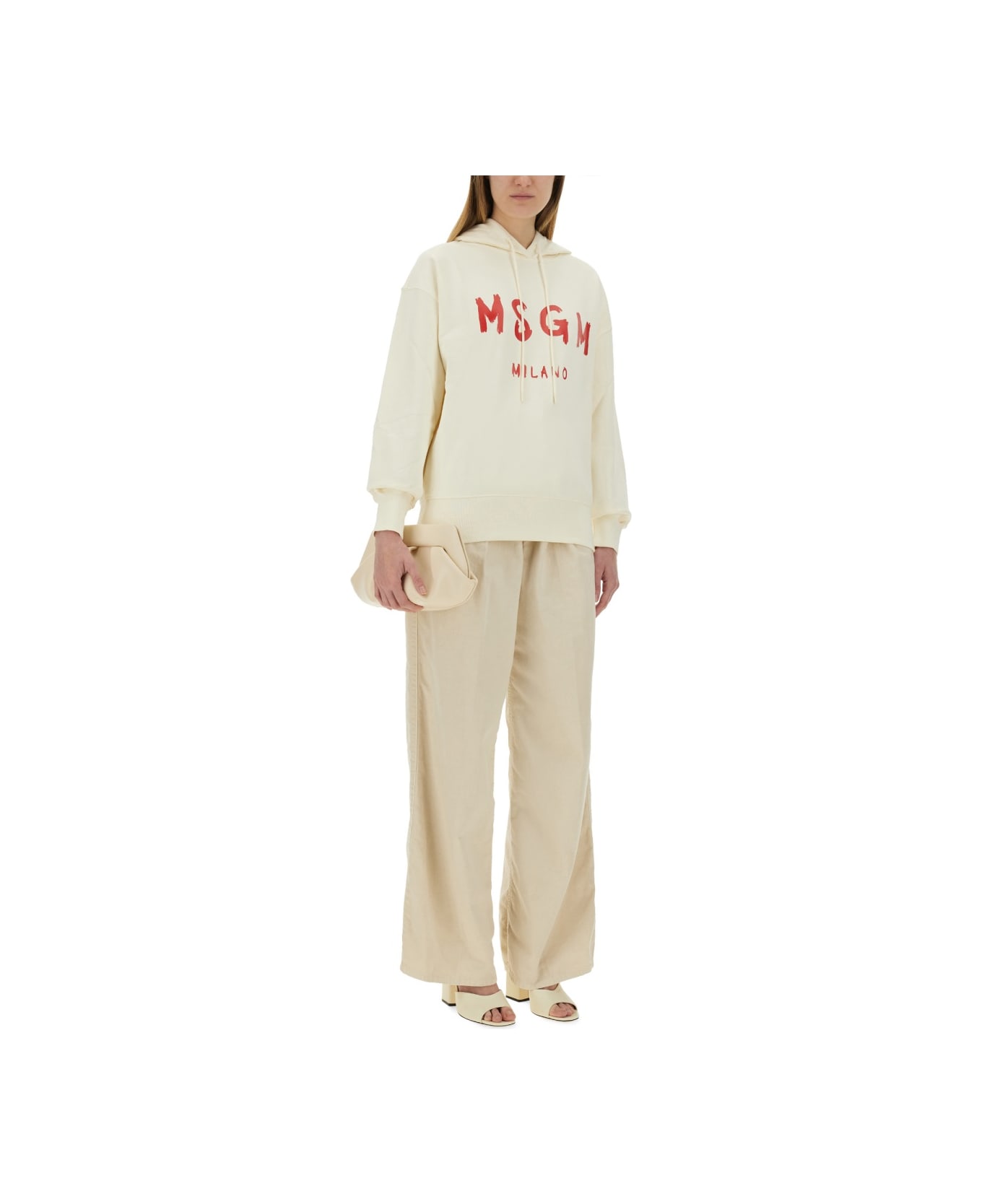 MSGM Sweatshirt With Brushed Logo - IVORY